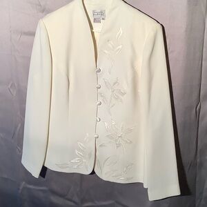 Adrianna Papell Cream Floral Blazer